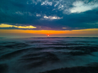 Peaceful sunrise over foggy North Alabama Appalachian Mountains 