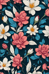 flower, pattern, seamless, floral, wallpaper, vector, flowers, nature, spring, decoration, design, pink, illustration, summer, art, leaf, texture, fabric, plant, textile, blossom, ornament, rose, back