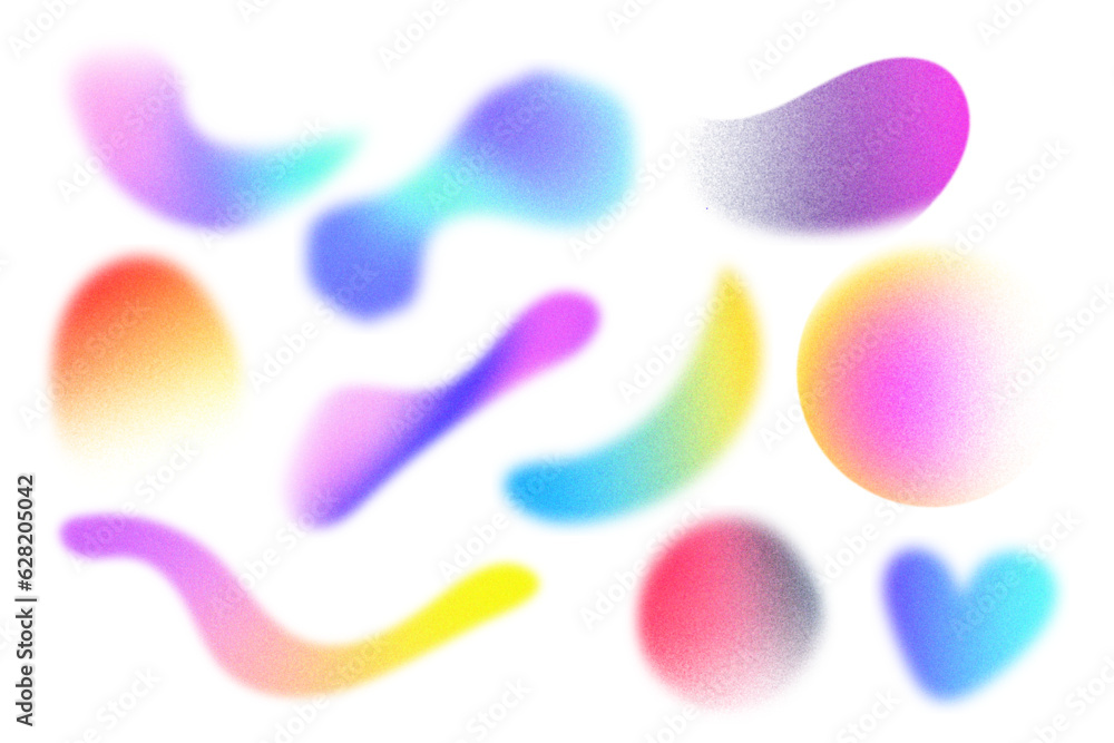 Poster shape with gradient. circle with grain noise texture, vector watercolor holographic blur. abstract c