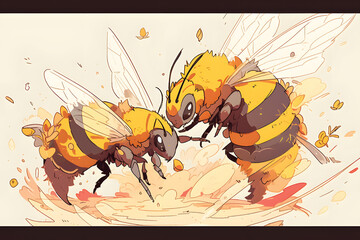 bee fighting each other,punch,daylight.
