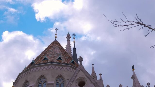 Fasade of st. matthias church. A nice fasade and rood of Budapest church in the sun light.