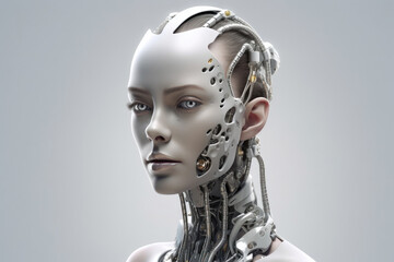 Female robot android, Generative AI