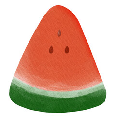 Watermelon watercolor hand-drawn doodle. Watermelon summer fruit.
