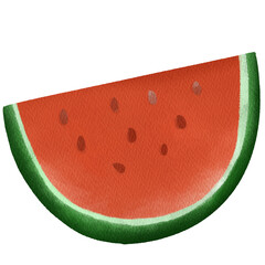 Watermelon watercolor hand-drawn doodle. Watermelon summer fruit.