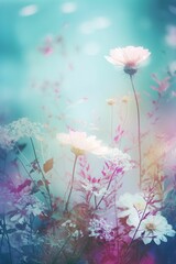 Obraz na płótnie Canvas Field colorful blooming flower in pastel color for background Created with Generative AI technology.