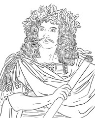 Molière, Jean-Baptiste Poquelin as Caesar 1622-1673, based on Nicolas Mignard's painting, 1658