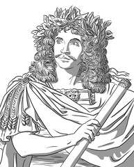 Molière, Jean-Baptiste Poquelin as Caesar 1622-1673, based on Nicolas Mignard's painting, 1658