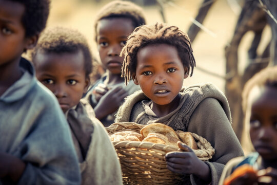 Poor hungry African children Generative AI