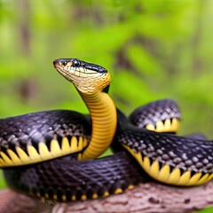 Obraz premium Snake, blends seamlessly into its rainforest habitat, revealing its mesmerizing patterns upon closer inspection