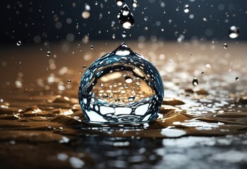 Big drop of water falling 