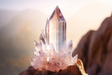 Pink quartz crystal