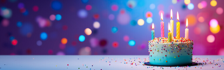 Birthday party cake with candles background with a place for text