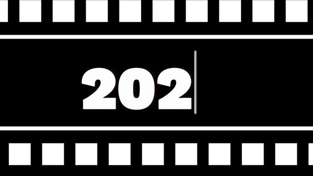 year 2024 film strips symbol. Video recording cinema movie strip