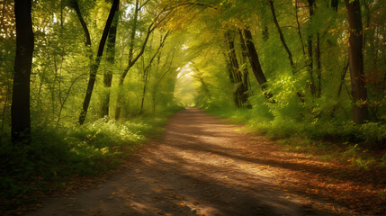 Fototapeta na wymiar forest road nature trees path autumn tree