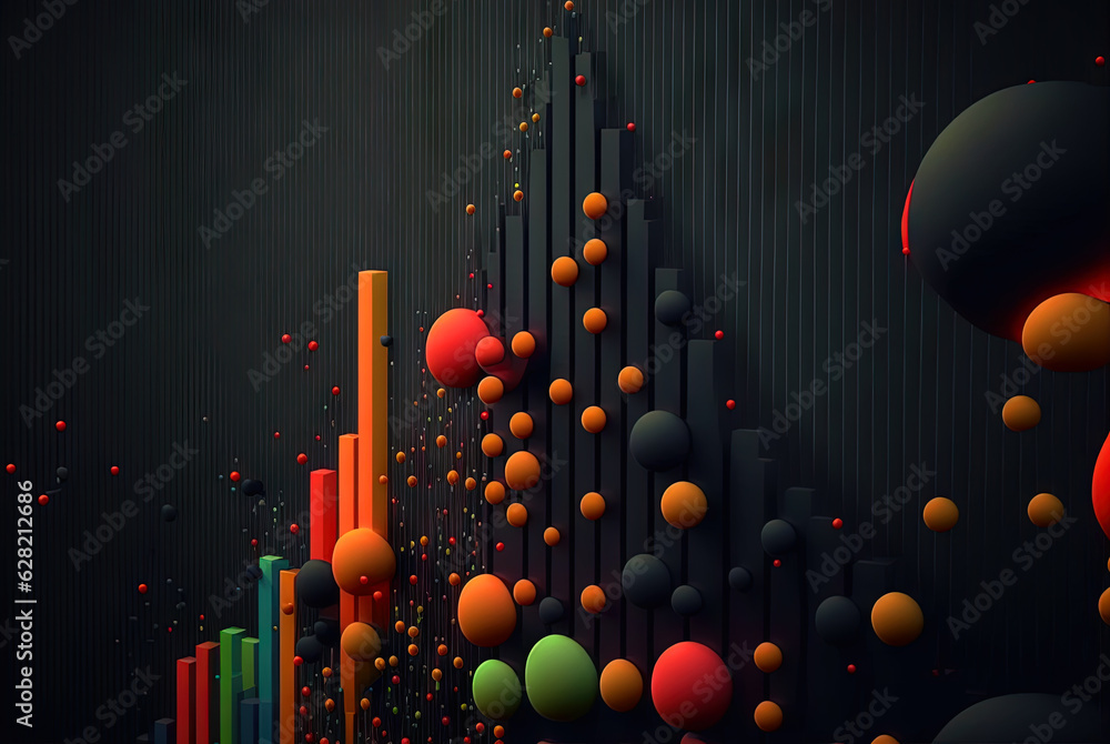Aufkleber Abstract data graph concept with data clusters and particles. Digital sorting and management concept for business and finance.