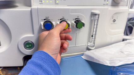 Anesthesia machine air symbolizes life support, tranquility, and medical intervention for pain-free...