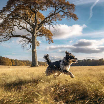 dog tree grass anture three