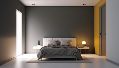 clean bedroom with empty space on walls empty color Generative Ai