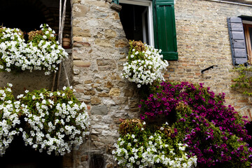 Fototapeta na wymiar Mediterranean house in Italy full of colorful flowers