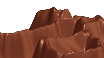 Realistic dark chocolate in 3d rendering for food concept