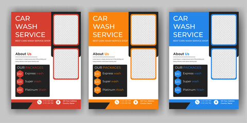 Creative Car Wash Flyer set, Abstract design carwash flyer bundle, Car Detailing, Auto Detailing Flyer, Car Wash poster templates