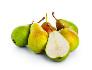 Fresh ripe pears isolated on white background