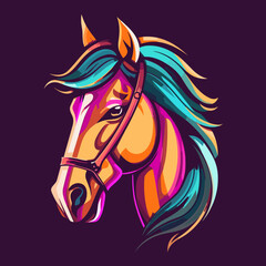 Abstract picture of a horse's head. Horse riding school. Cartoon vector illustration.