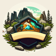 A trip to the countryside. Travelling through the forest. Geocaching treasure hunt among the trees. Cartoon vector illustration. © trompinex