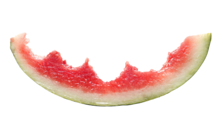 Fresh bitten watermelon slice isolated on white, clipping 
