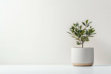 Minimalistic Plant Composition in White Pot, Generative AI