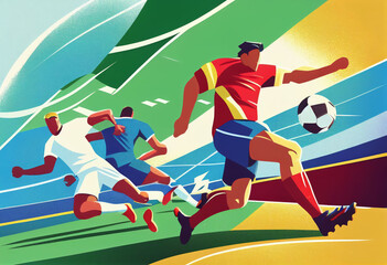 Fototapeta premium Illustration of football players are competing on the field Created with Generative AI technology.