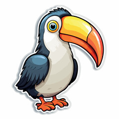 Obraz na płótnie Canvas Toucan bird in cartoon doodle style. 2d cute vector illustration in logo, icon style. 