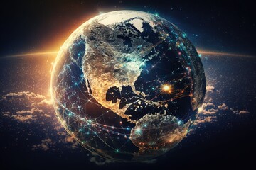 A picture of the earth in the middle of the night - obrazy, fototapety, plakaty
