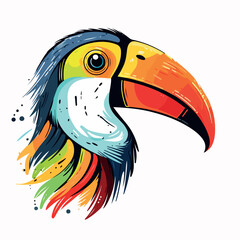 Fototapeta premium Toucan bird in cartoon doodle style. 2d cute vector illustration in logo, icon style. 