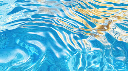 Fototapeta na wymiar Ripples on the blue pool water. Shiny waves of clean pool water.