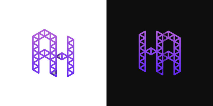 Letters AH and HA Polygon Logo Set, suitable for business related to polygon with AH and HA initials.
