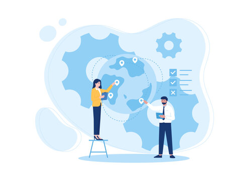 Expanding business scale and product promotion marketing strategy concept flat illustration