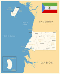 Equatorial Guinea - detailed map with administrative divisions and country flag.
