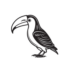 Toucan bird in cartoon doodle style. 2d cute vector illustration in logo, icon style. Black and white
