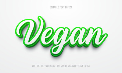 Editable text effect vegan text style premium vector - obrazy, fototapety, plakaty