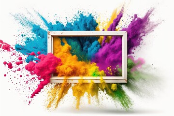 Fototapeta na wymiar A picture frame filled with colored powder