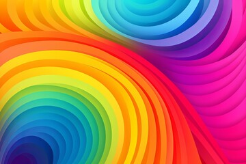 Illustration of a vibrant and colorful spiral design on a rainbow background created using generative AI
