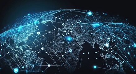 A world map made up of dots and lines