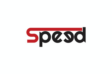 Simple speed vector logo isolated white background.