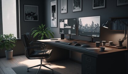 Fototapeta premium minimalistic office room for people in their mid 20s Generative Ai