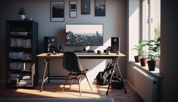 minimalistic office room for people in their mid 20s Generative Ai