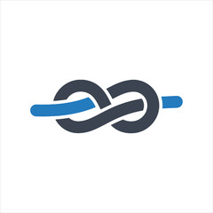 Rope tied into a figure eight knot