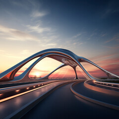 empty road with modern bridge