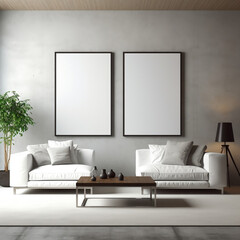 modern living room with sofa, mockup, Generative AI