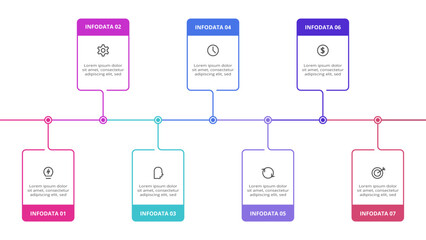 Rectangles infographic with 7 steps, options, parts or processes. Business data visualization.